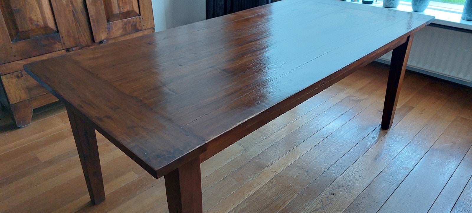 Teakhouten eettafel 200 x 95 cm, Huis en Inrichting, Tafels | Eettafels, Ophalen, Gebruikt, Teakhout, 50 tot 100 cm
