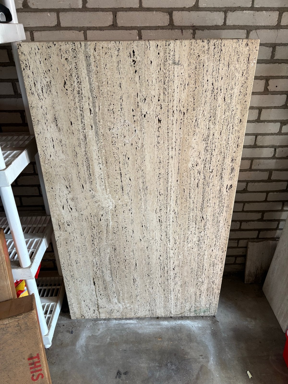 Design salontafel van travertin - 135x80 cm, Ophalen, Overige materialen, Gebruikt, 100 tot 150 cm