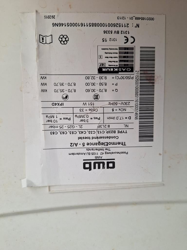 AWB ThermoElegance 5-A/2 HR CV-ketel, Ophalen, Gebruikt, Hoog rendement (Hr), Cv-ketel of Combi-ketel
