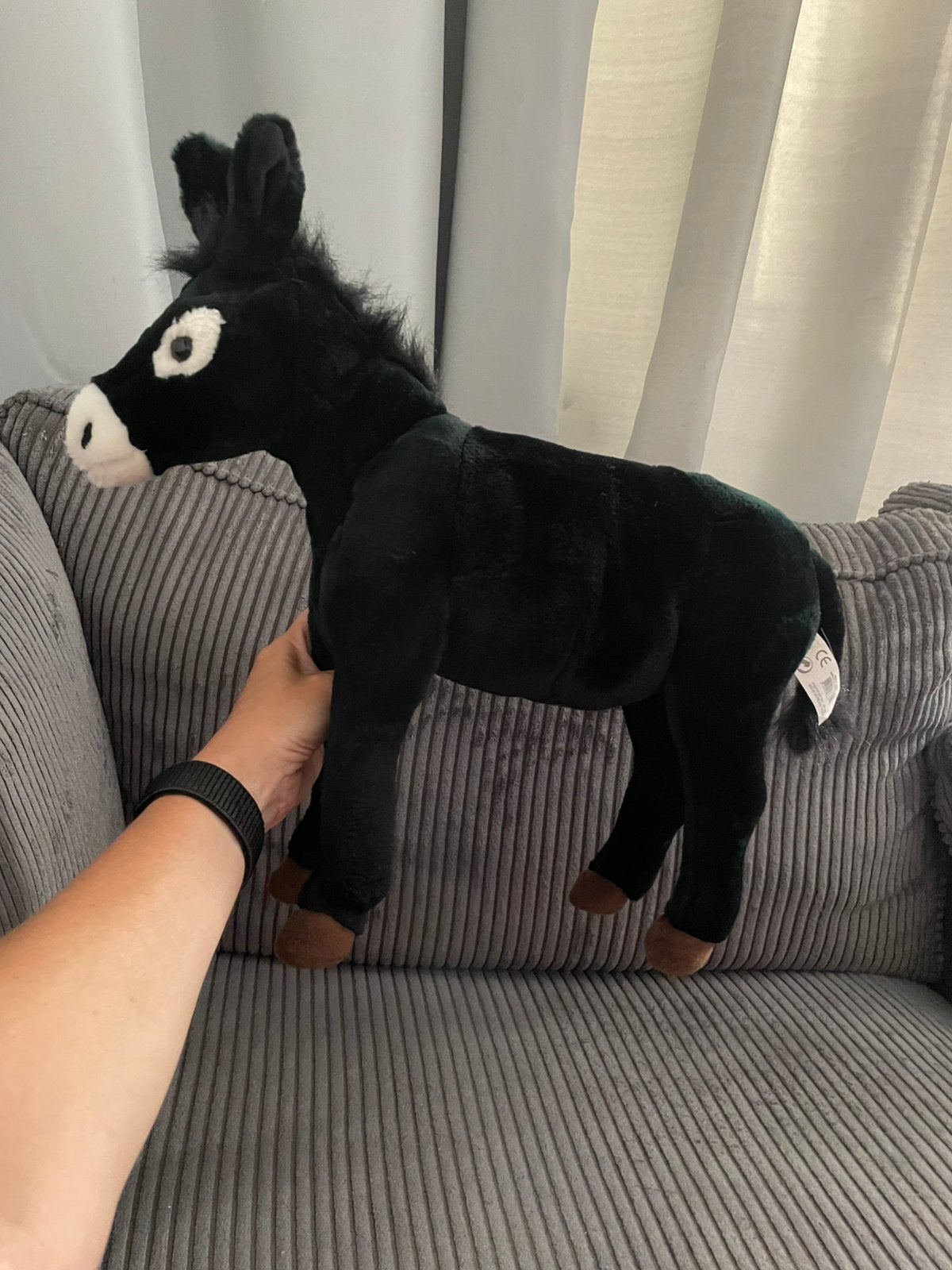 Mooie grote Playkids knuffel van zwarte met wit ezel (paard), Paard, Overige merken, Overige karakters, Zwart