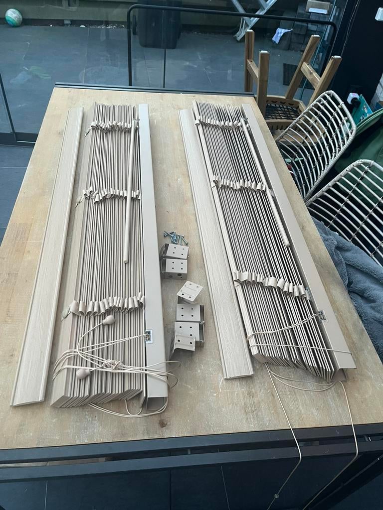 2 stuks nette Houten Jaloezie Naturel - 120x130 cm, Ophalen, 100 tot 150 cm, Zo goed als nieuw, Modern