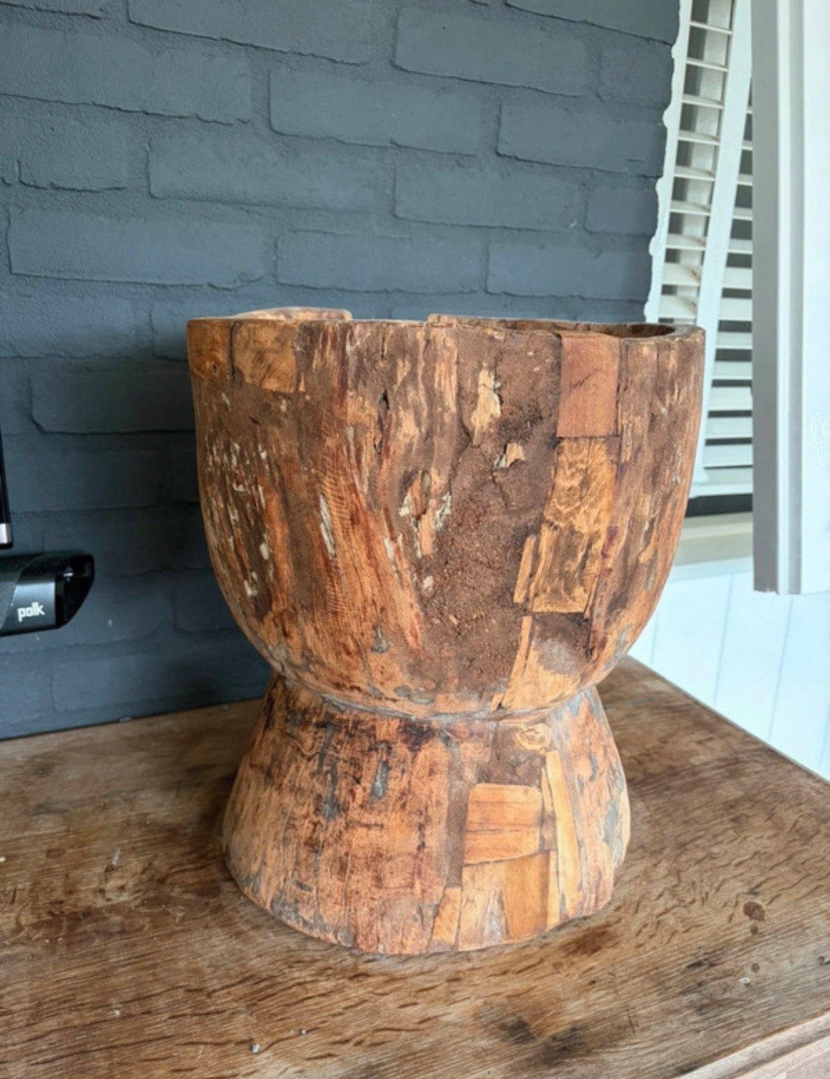 Unieke handgemaakte houten vijzel, Ophalen of Verzenden