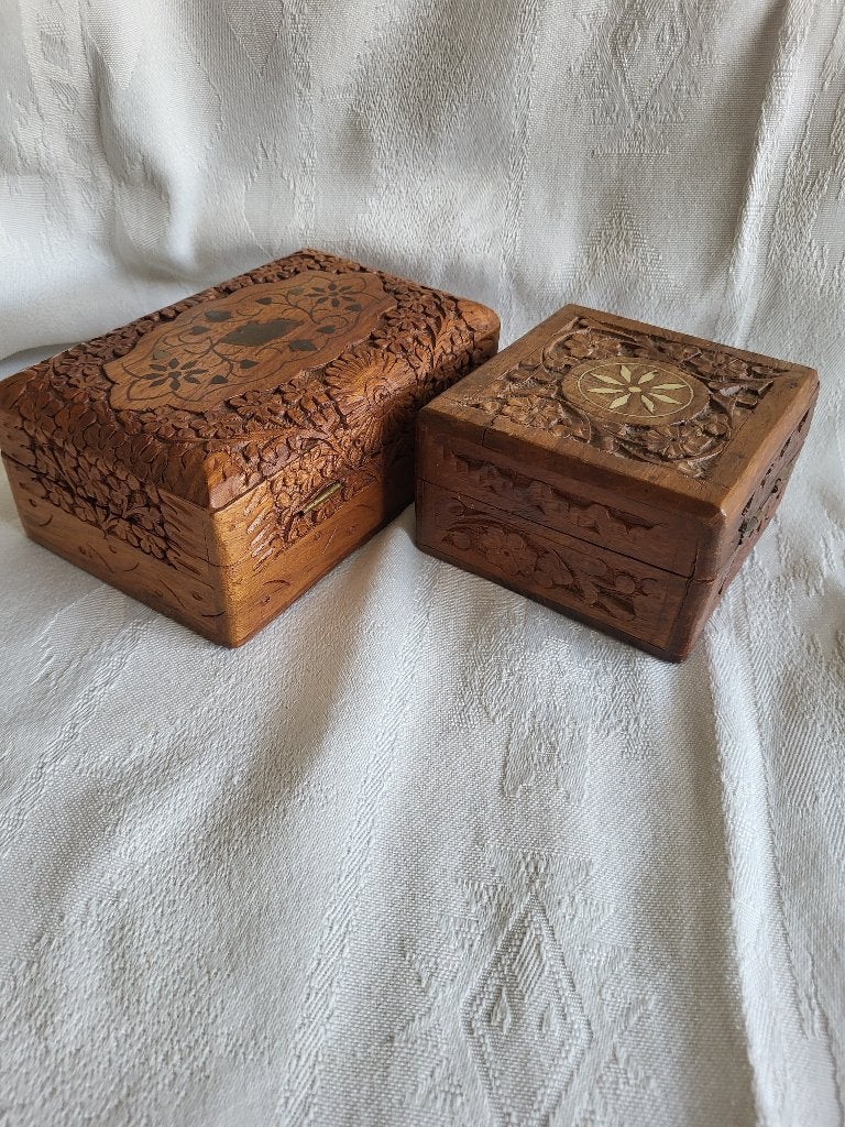 set van vintage hand bewerkt doosjes, Antiek en Kunst, Ophalen of Verzenden