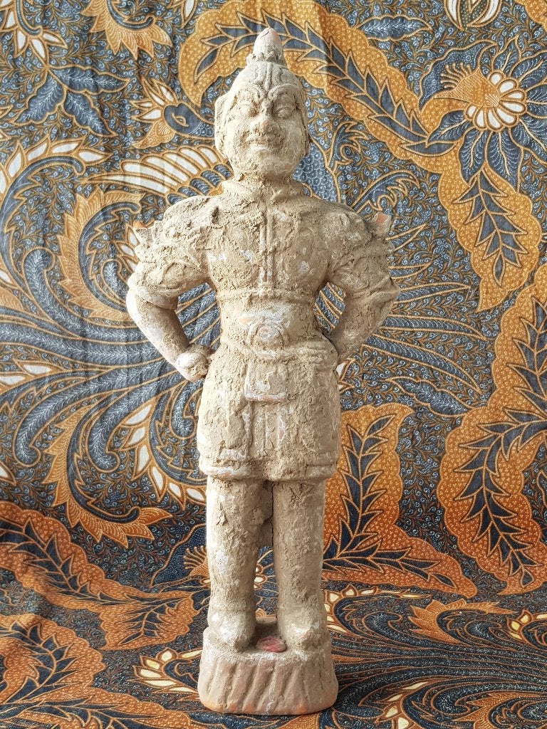 Mooi antiek Chinees terracotta beeld van een krijger 39 cm., Ophalen of Verzenden