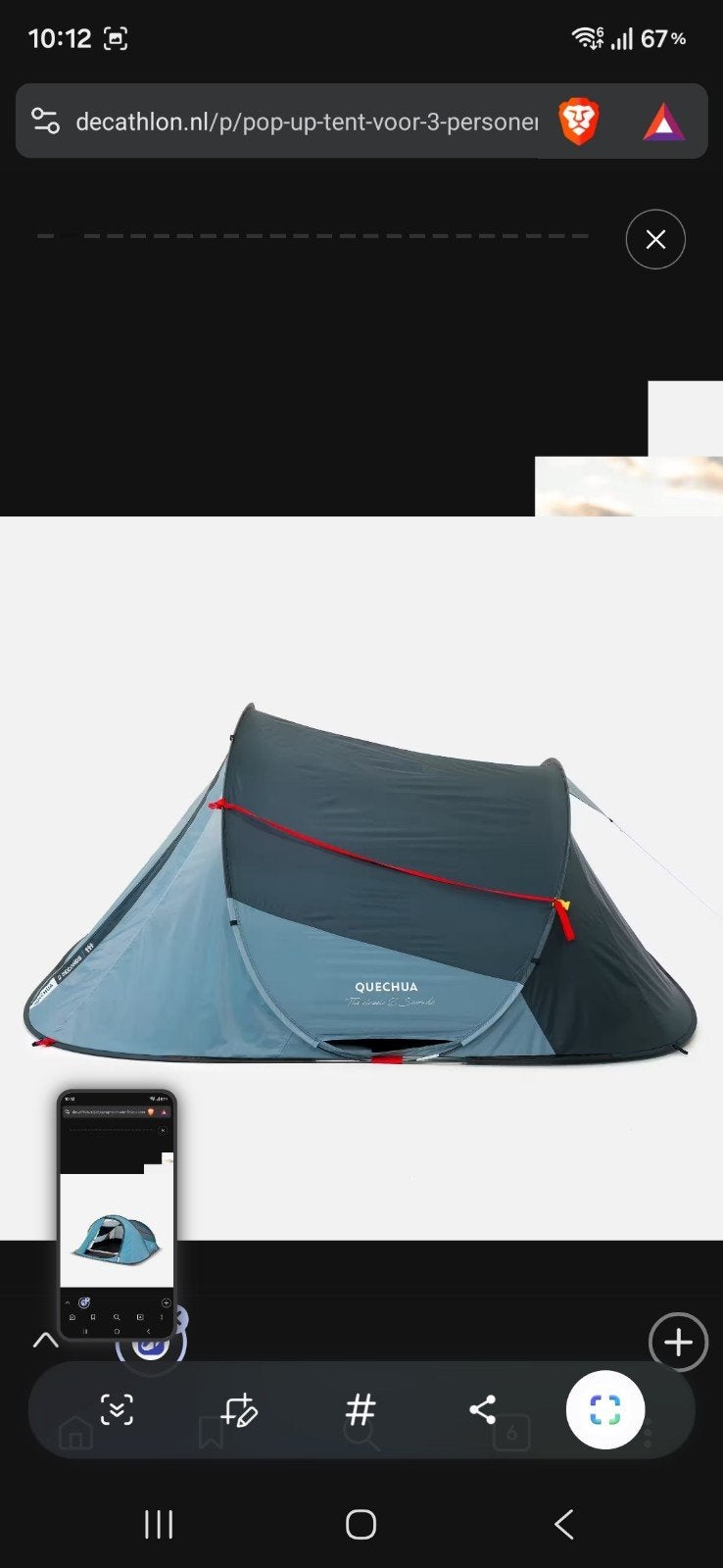 QUECHUA Pop-up tent 2 Seconds 3P blauw - Zo goed als nieuw, Ophalen, Nieuw, Tot en met 2