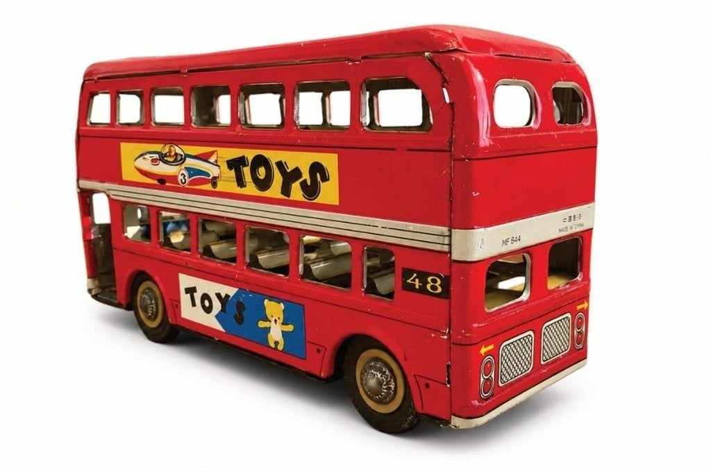 Vintage blikken dubbeldekker bus - retro verzamelobject, Antiek en Kunst, Ophalen