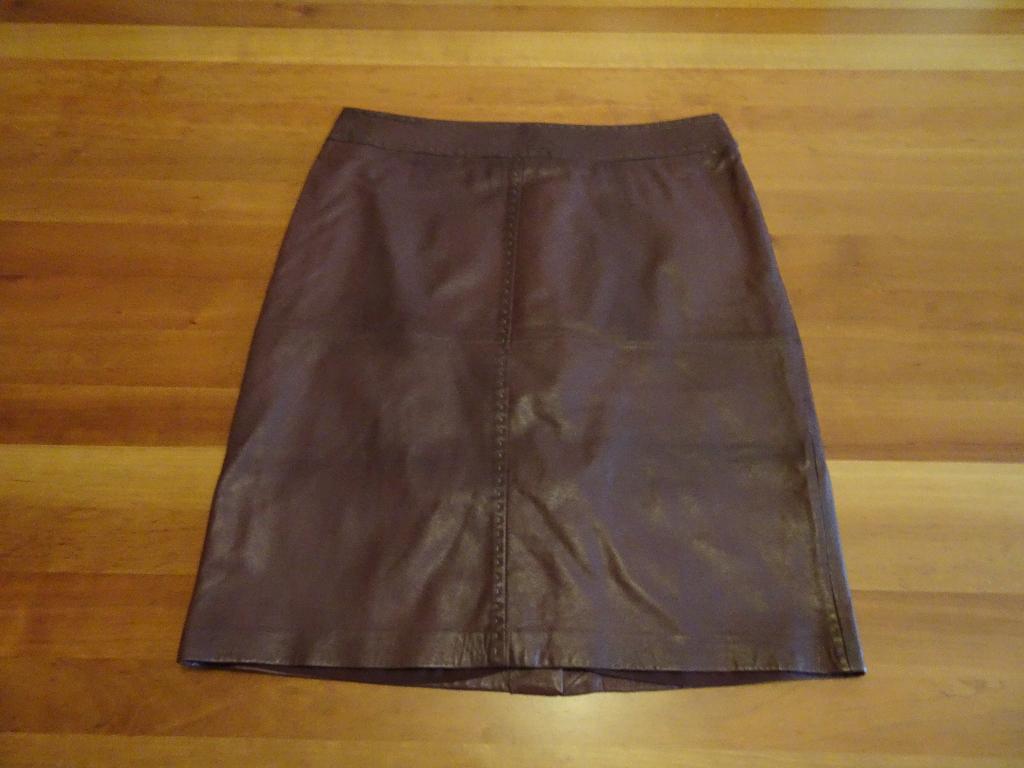 MADELEINE bordeaux rode leren rok met kaartjes, Maat 42/44 (L), Nieuw, Ophalen of Verzenden, Knielengte
