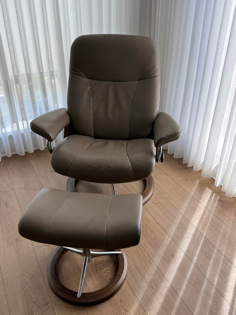 Stressless  Leren Relaxfauteuil met Voetenbank, Huis en Inrichting, Fauteuils, Ophalen, Zo goed als nieuw, Leer, 75 tot 100 cm