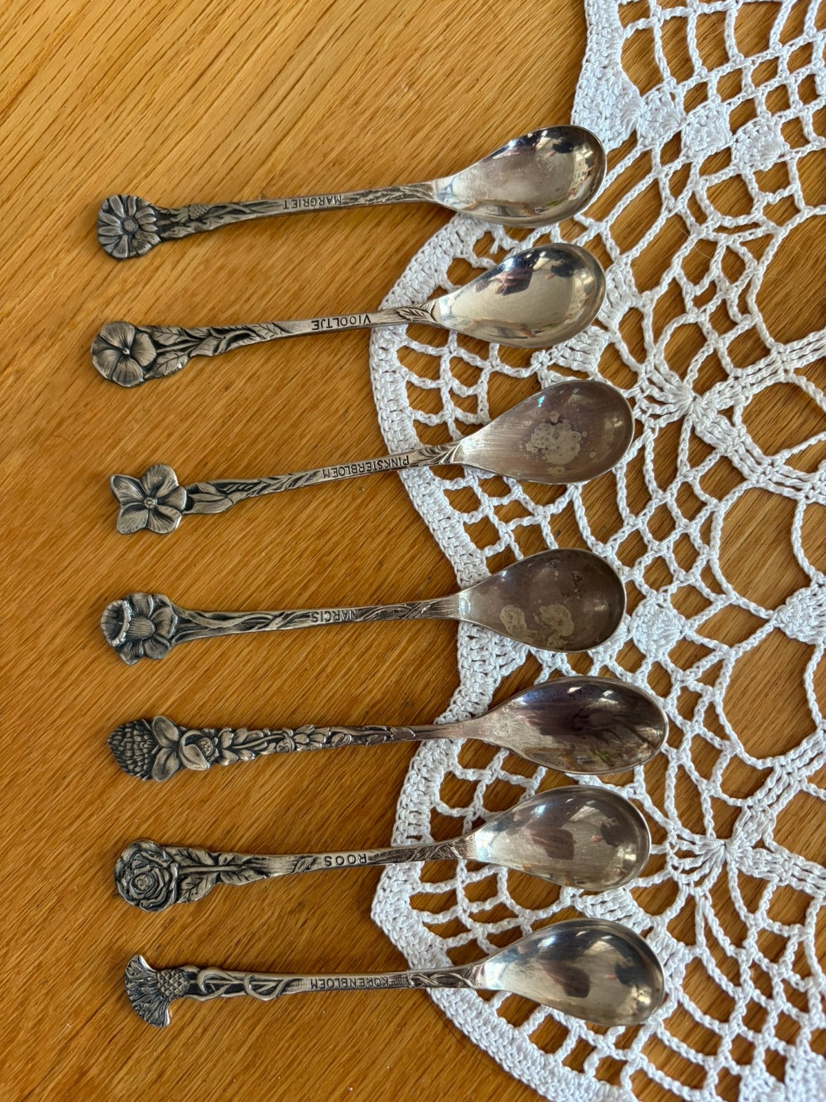 7 zilveren antiek lepeltjes, Ophalen of Verzenden