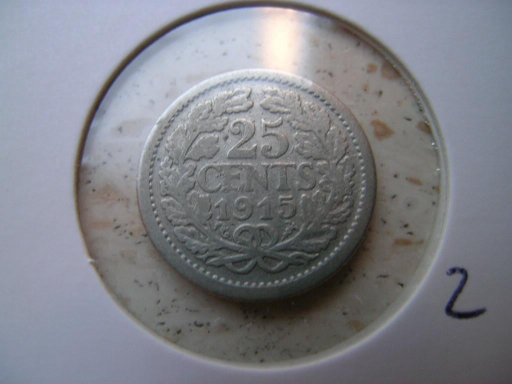Kwartje 1915 (nr 2), Postzegels en Munten, Munten | Nederland, Ophalen of Verzenden, Koningin Wilhelmina, 25 cent, Losse munt