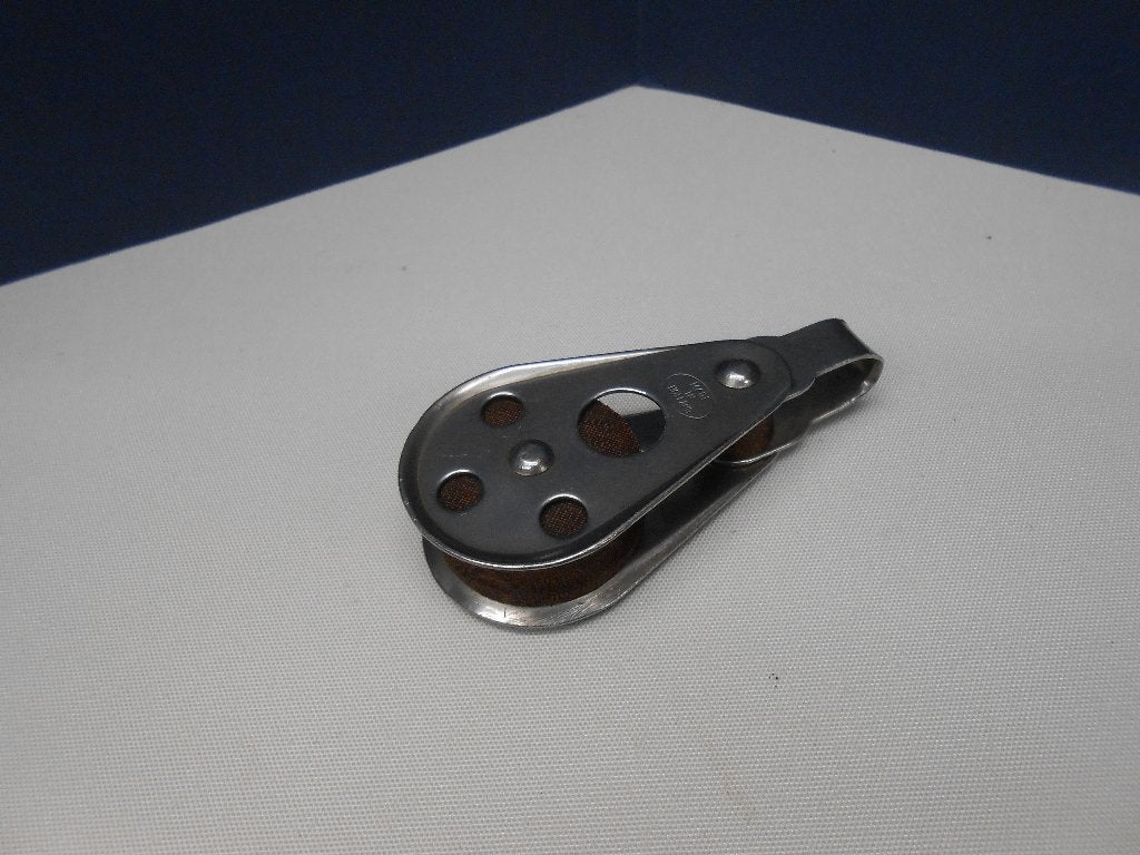 RVS Blok Katrol, enkelschijfs, 8 - 10 mm lijn, Ophalen of Verzenden, Gebruikt, Lijn of Blok