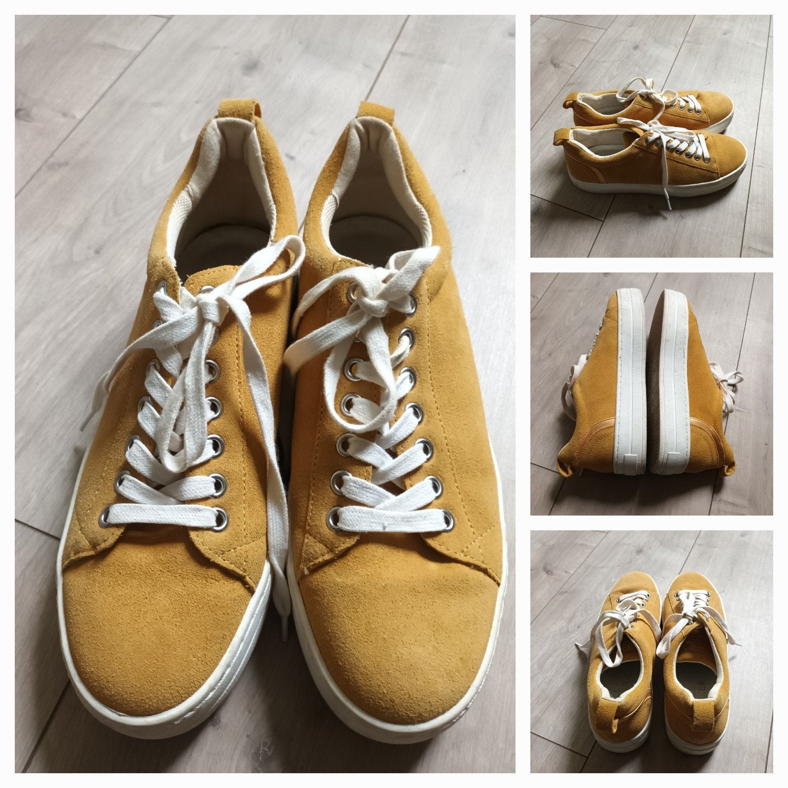 Bullboxer gele suède sneakers met hoge witte zolen 39, Geel, Ophalen of Verzenden, Bullboxer, Sneakers of Gympen