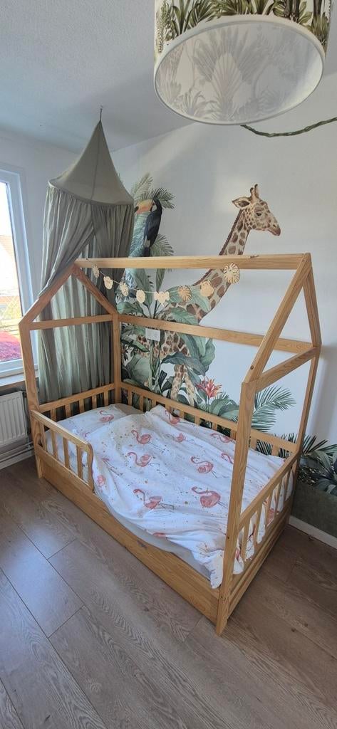Huisjes bed kinderen, Kinderen en Baby's, Kinderkamer | Bedden, Ophalen, 85 tot 100 cm, Zo goed als nieuw, Lattenbodem