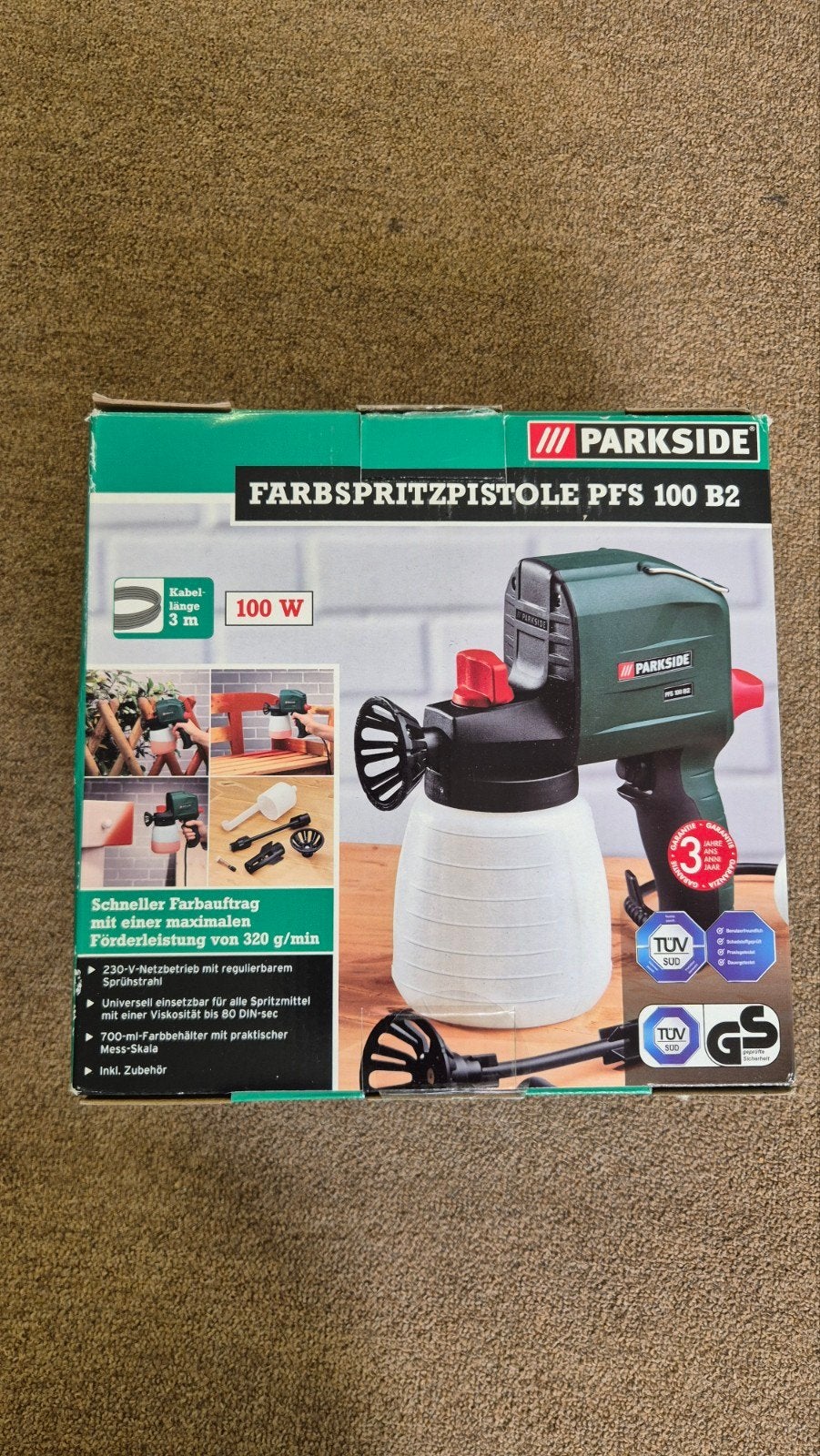 Parkside Verfspuitpistool PFS 100 B2 - Zo goed als nieuw, Ophalen, Minder dan 5 liter, Groen, Verf