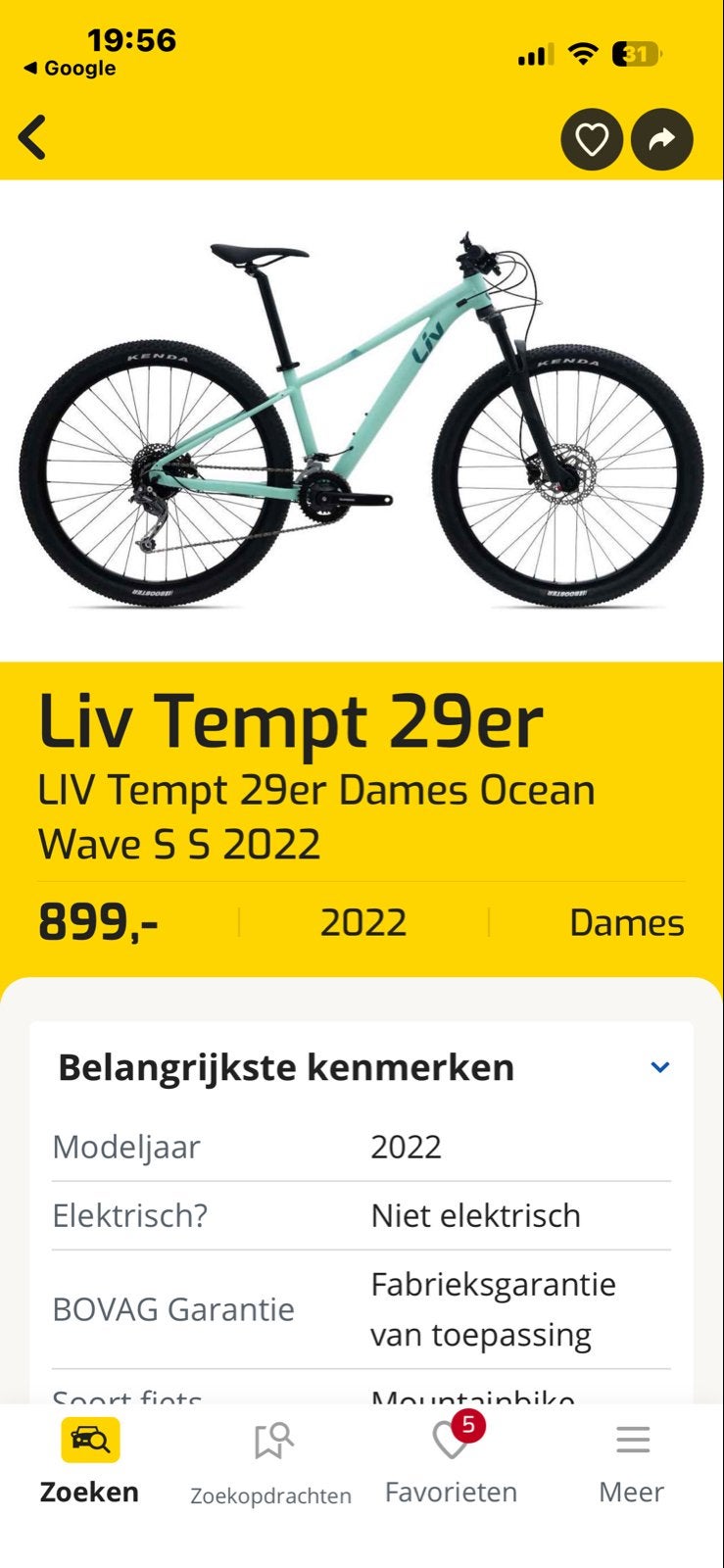 Foto 2 van Liv Tempt 29er Dames Mountainbike  gloed nieuw