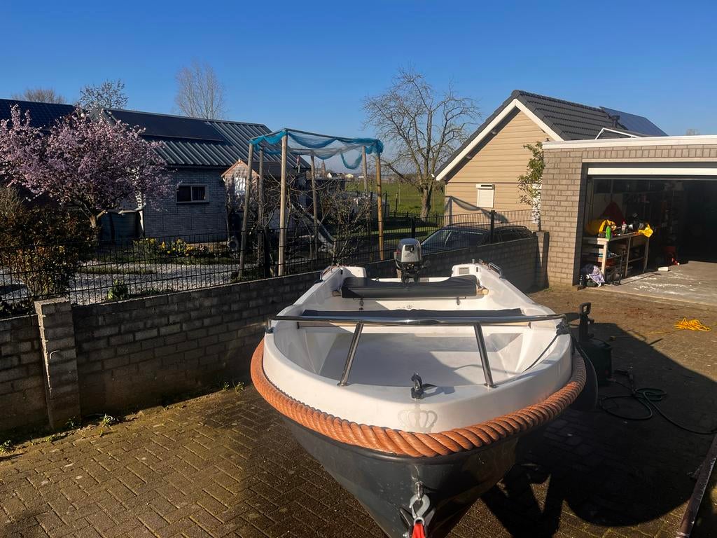Leuke zomerboot met 8pk motor en trailer, Ophalen, Gebruikt