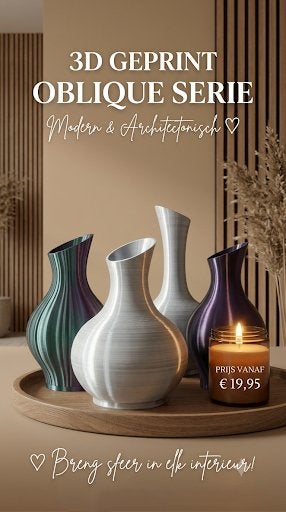 Oblique-serie 3D vazen, Huis en Inrichting, Woonaccessoires | Vazen, Kunststof, Meerkleurig, Nieuw, Ophalen of Verzenden