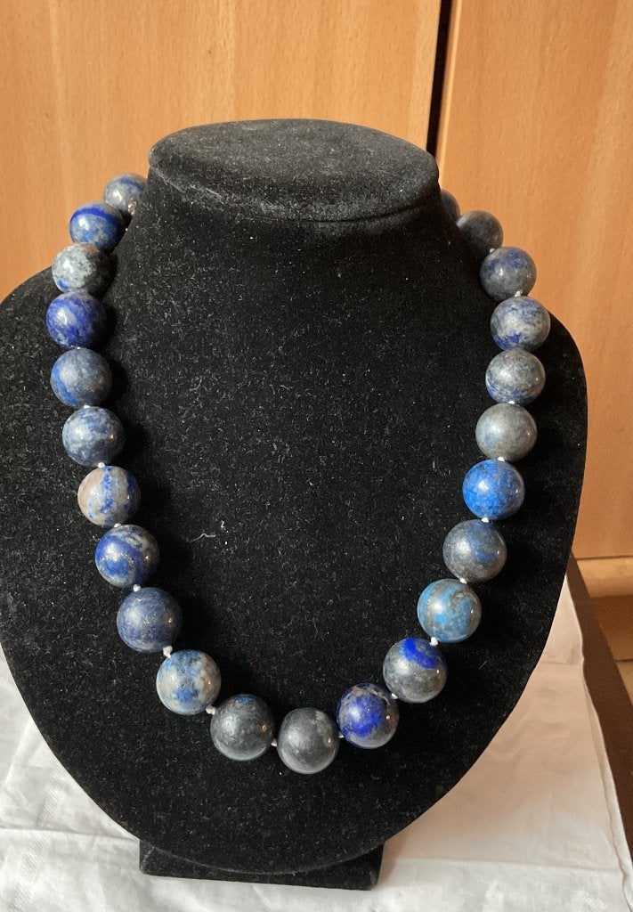 Lapis lazuli ketting, Sieraden, Tassen en Uiterlijk, Antieke sieraden, Ophalen of Verzenden, Zilver, Ketting
