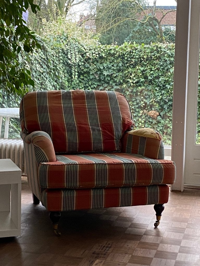Heren fauteuil haardstoel, Ophalen, Gebruikt, 100 tot 125 cm, Klassiek elegant