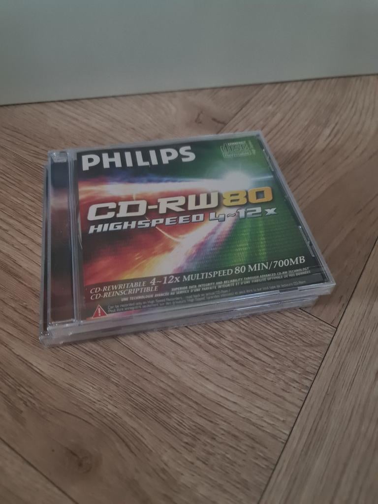 Philips CD-RW80 Highspeed 4-12x 80 min/700MB - 2 stuks., Philips, Herschrijfbaar, Cd, Nieuw