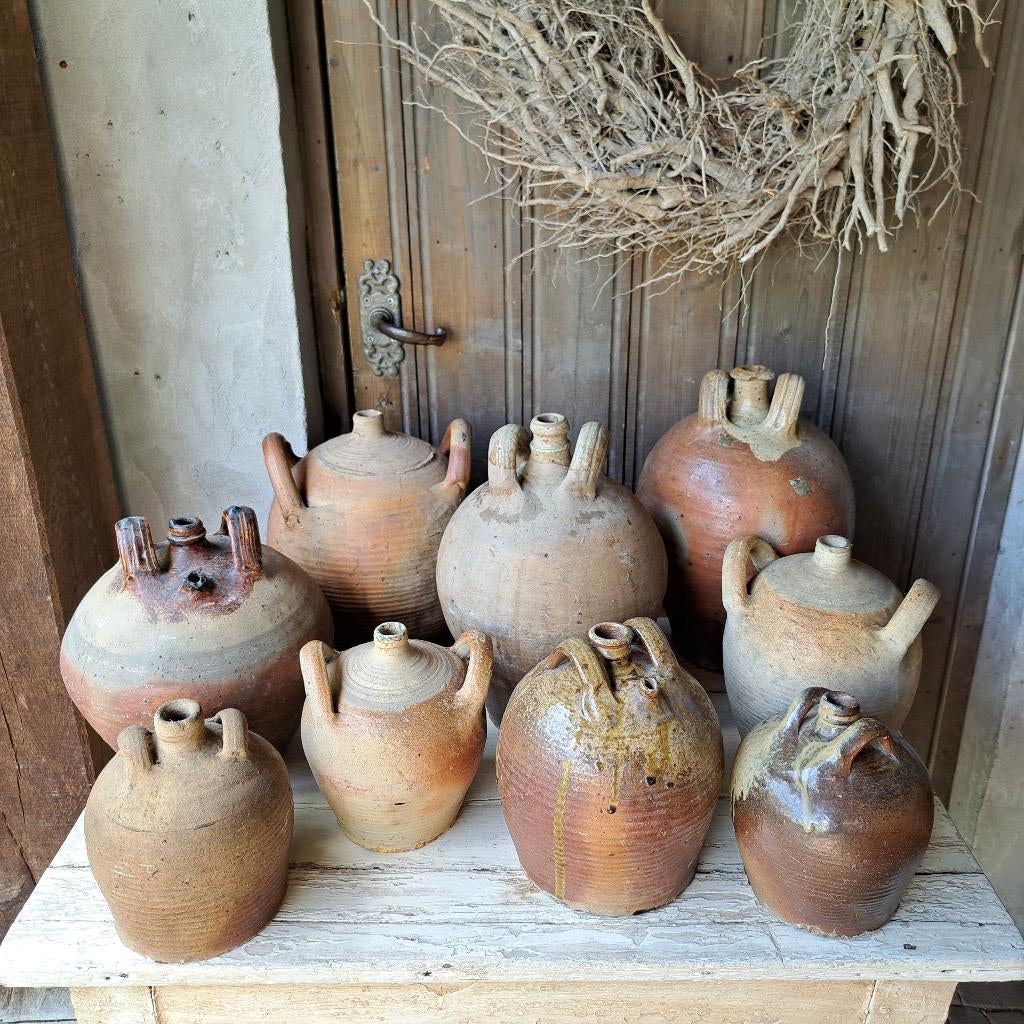 Oude brocante Franse aardewerk kruik olijfoliekruik *Etage3*, Gebruikt, ., Ophalen of Verzenden, .