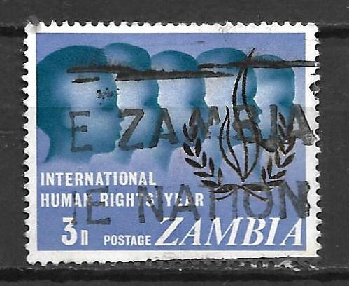 Zambia 1968 Internationaal jaar vd mensenrechten, Postzegels en Munten, Postzegels | Afrika, Verzenden, Zambia, Gestempeld
