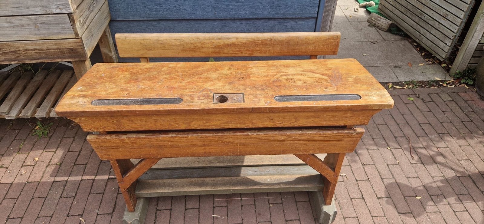 Vintage schoolbank/lessenaar, Ophalen