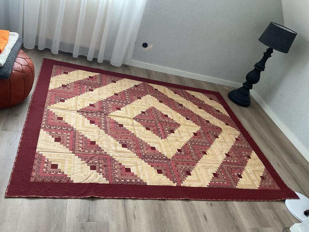 Prachtige handgemaakte quilt - Haan & Wagemakers stoffen, Tweepersoons, Ophalen of Verzenden, Rood, Deken of Dekbed