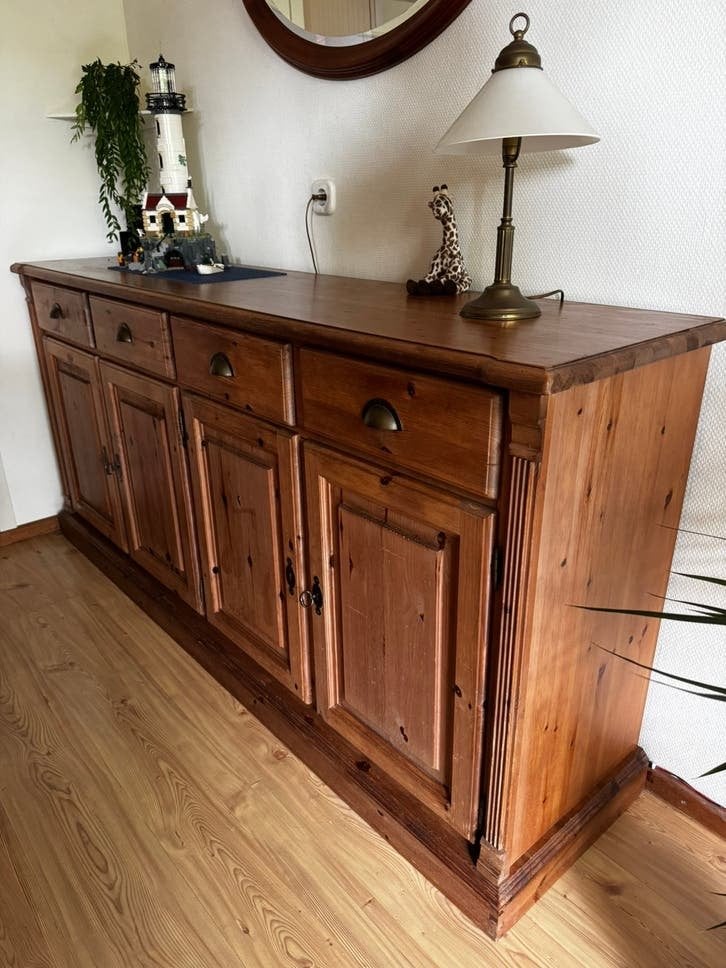 Grenen dressoir, Ophalen, Gebruikt, 150 tot 200 cm, Met lade(s)