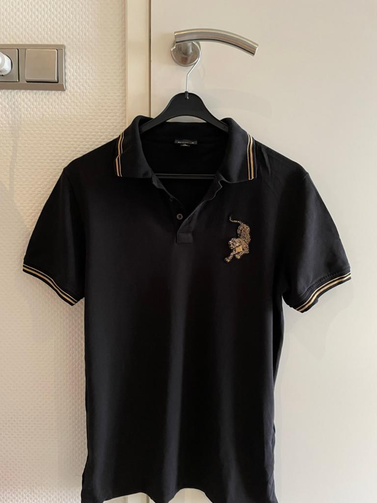 Just cavalli polo met goudkleurige embleem maat s, Zwart, Zo goed als nieuw, Maat 46 (S) of kleiner, Just cavalli