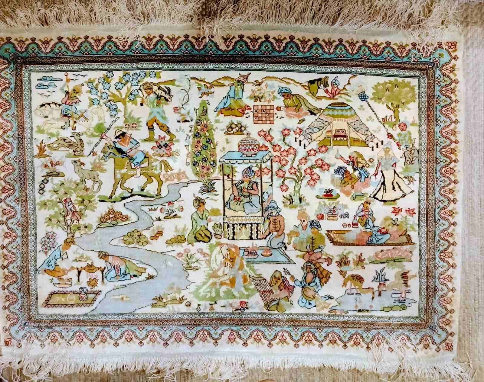Silk of silk Hereke carpet Turkije., Ophalen of Verzenden