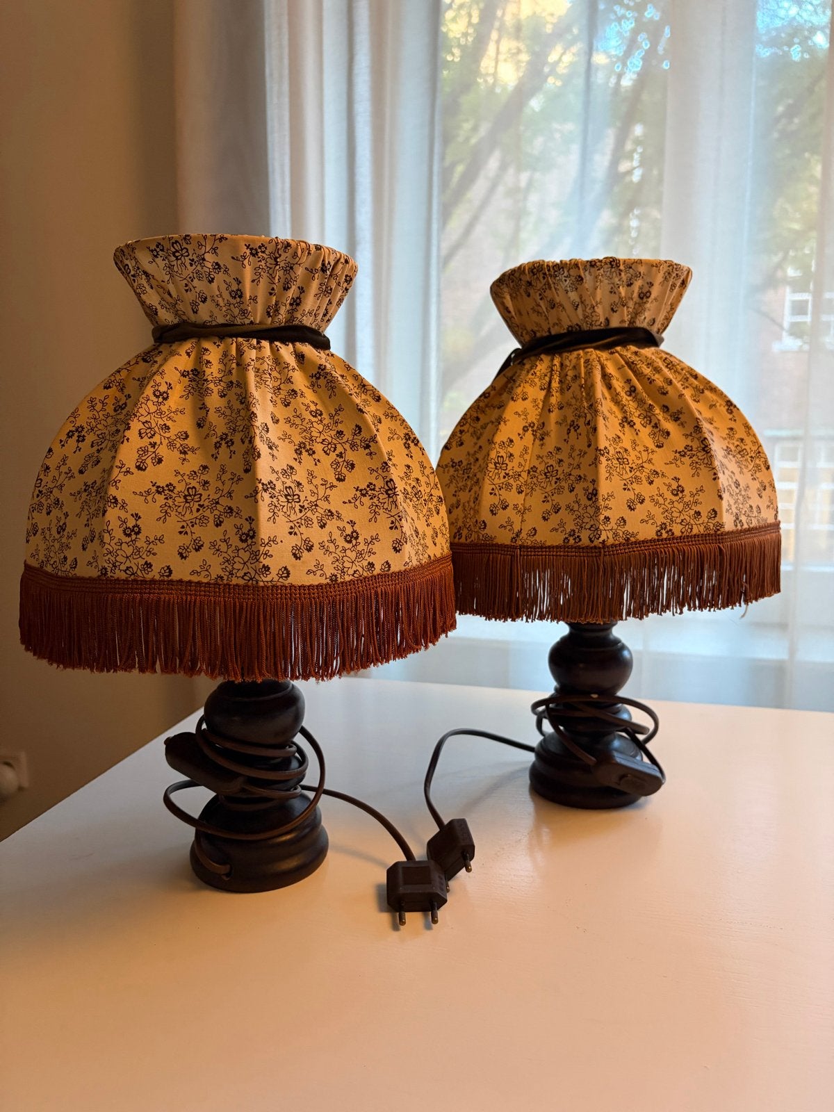 Set van 2 Vintage Houten Tafellampen – Perfect voor DIY!, Huis en Inrichting, Ophalen, Modern