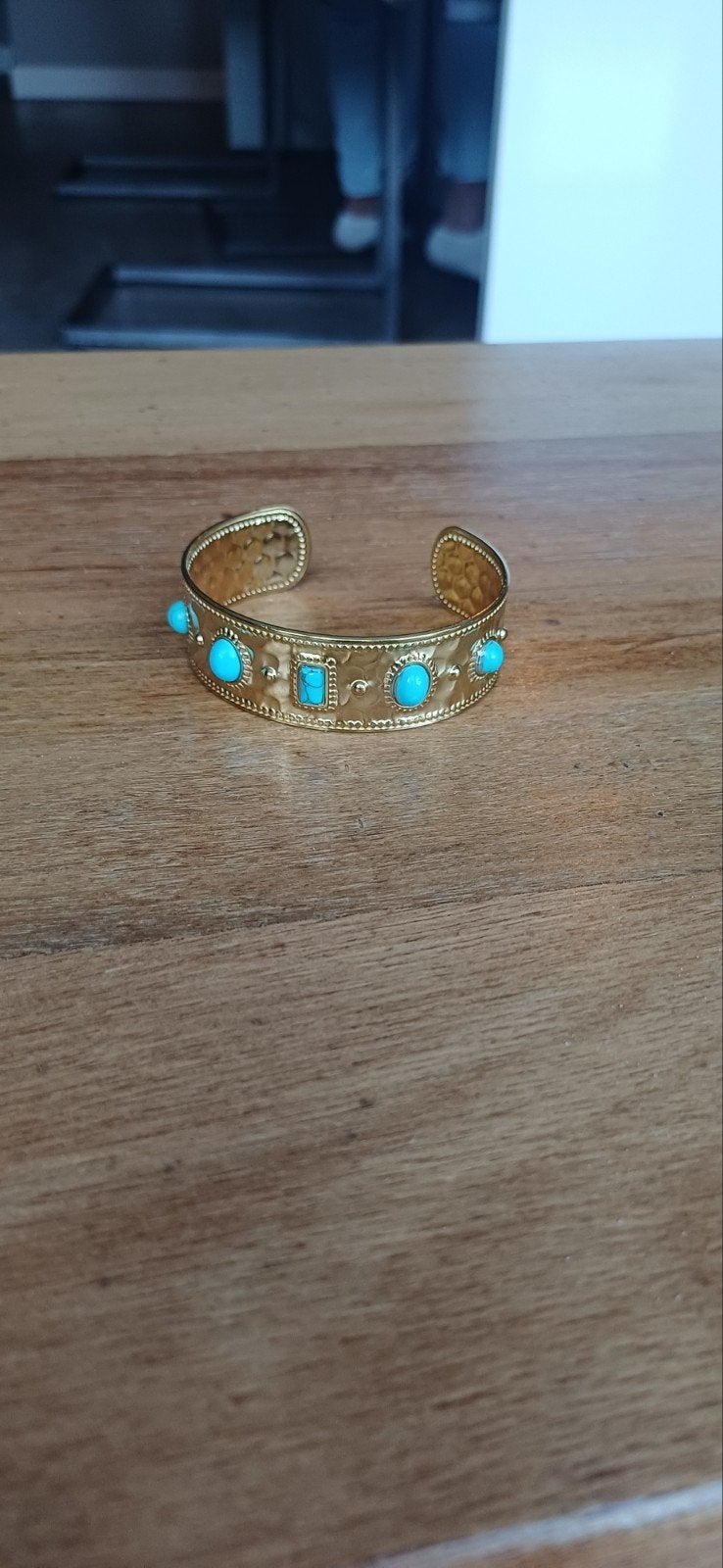Gouden armband met turquoise stenen, Overige materialen, Nieuw, Ophalen of Verzenden, Met edelsteen