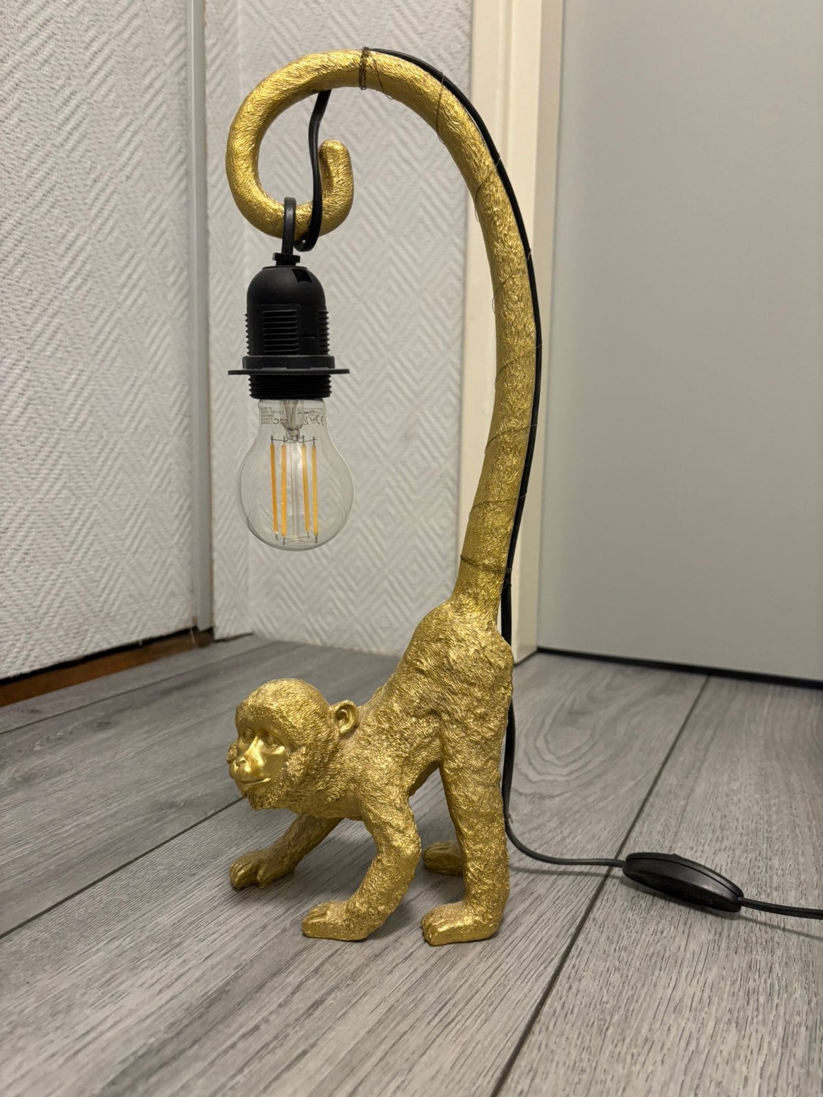 Gouden aapjes lamp!!! Blikvanger!!!, Met schakelaar, Overige merken, Goud, Textiel
