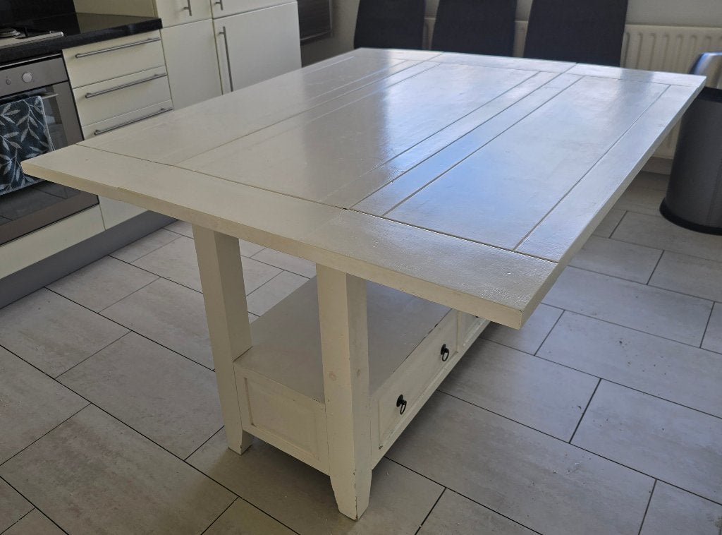 Witte klap-/eettafel, Ophalen, Gebruikt, Vier personen, Rechthoekig
