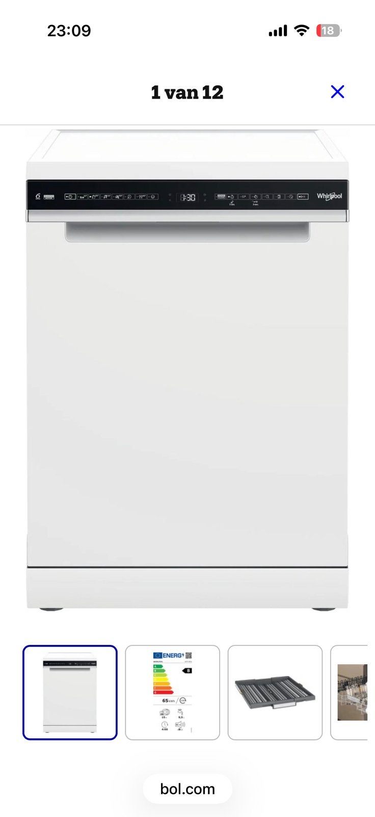 Whirlpool - vaatwasser, Witgoed en Apparatuur, Vaatwasmachines, Ophalen, Zo goed als nieuw, 85 tot 90 cm