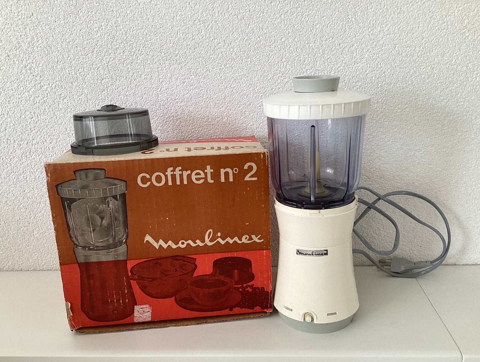 Moulinex mixer coffret nr 2. (1973), Witgoed en Apparatuur, Minder dan 1 liter, Ophalen of Verzenden, Gebruikt, 3 snelheden of meer