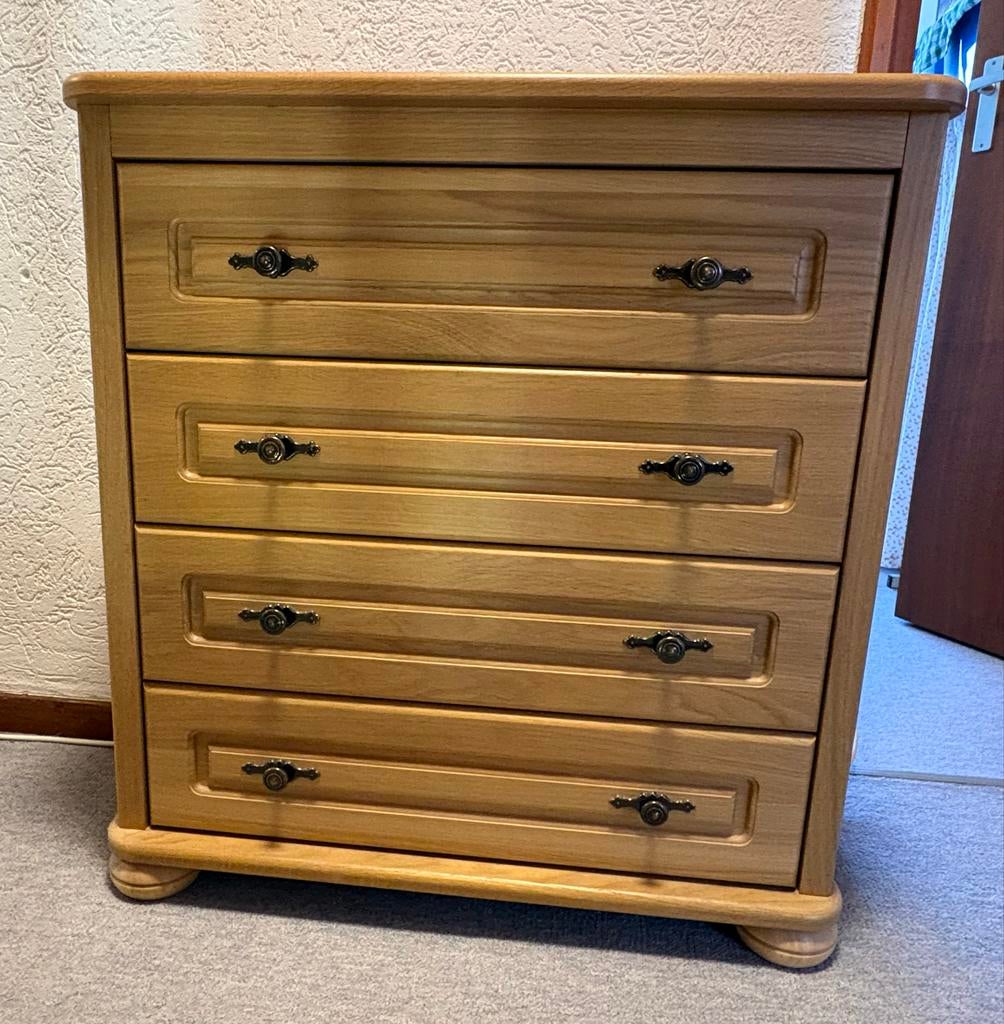 Licht eiken ladekastje / halkastje met 4 laden, Huis en Inrichting, Kasten | Ladekasten, Ophalen, Gebruikt, Eikenhout, 50 tot 100 cm