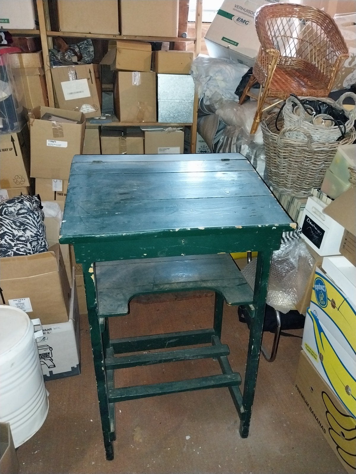 vintage houten desk, Ophalen, Gebruikt