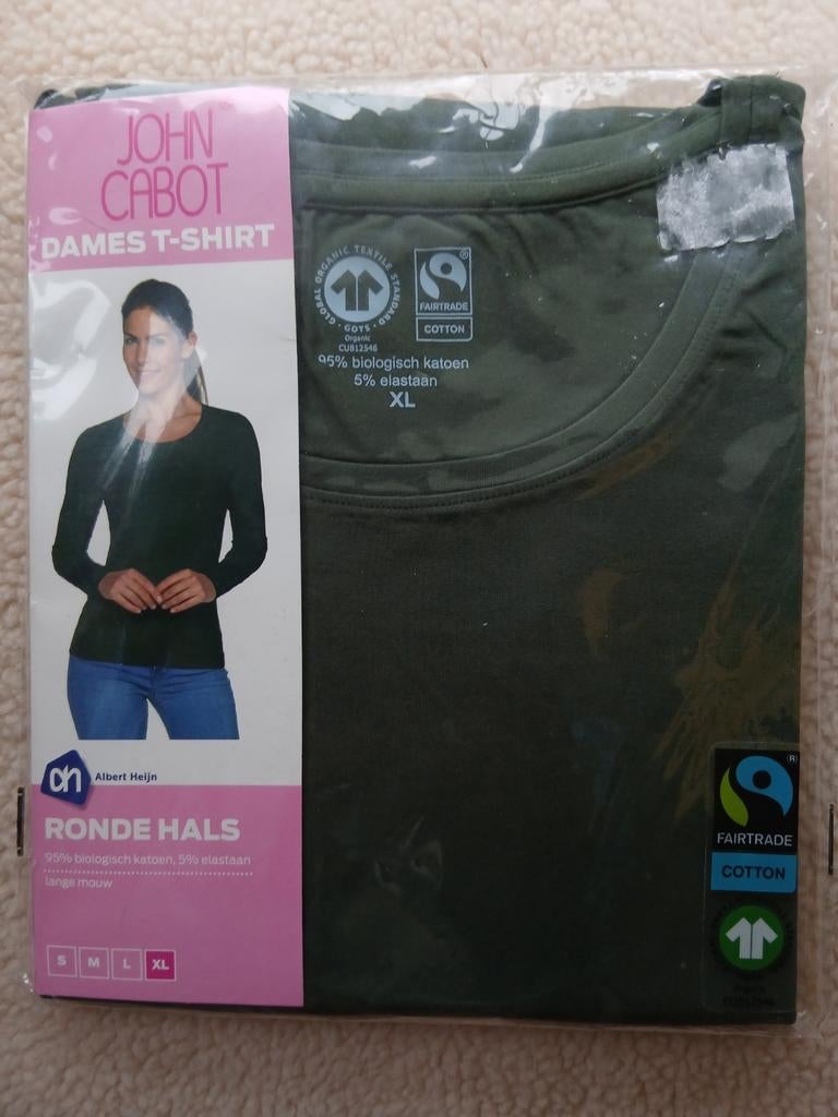 T-shirt  met lange mouwen  XL  groen  95% katoen +5% elastaa, Maat 46/48 (XL) of groter, Nieuw, Ophalen of Verzenden, Groen