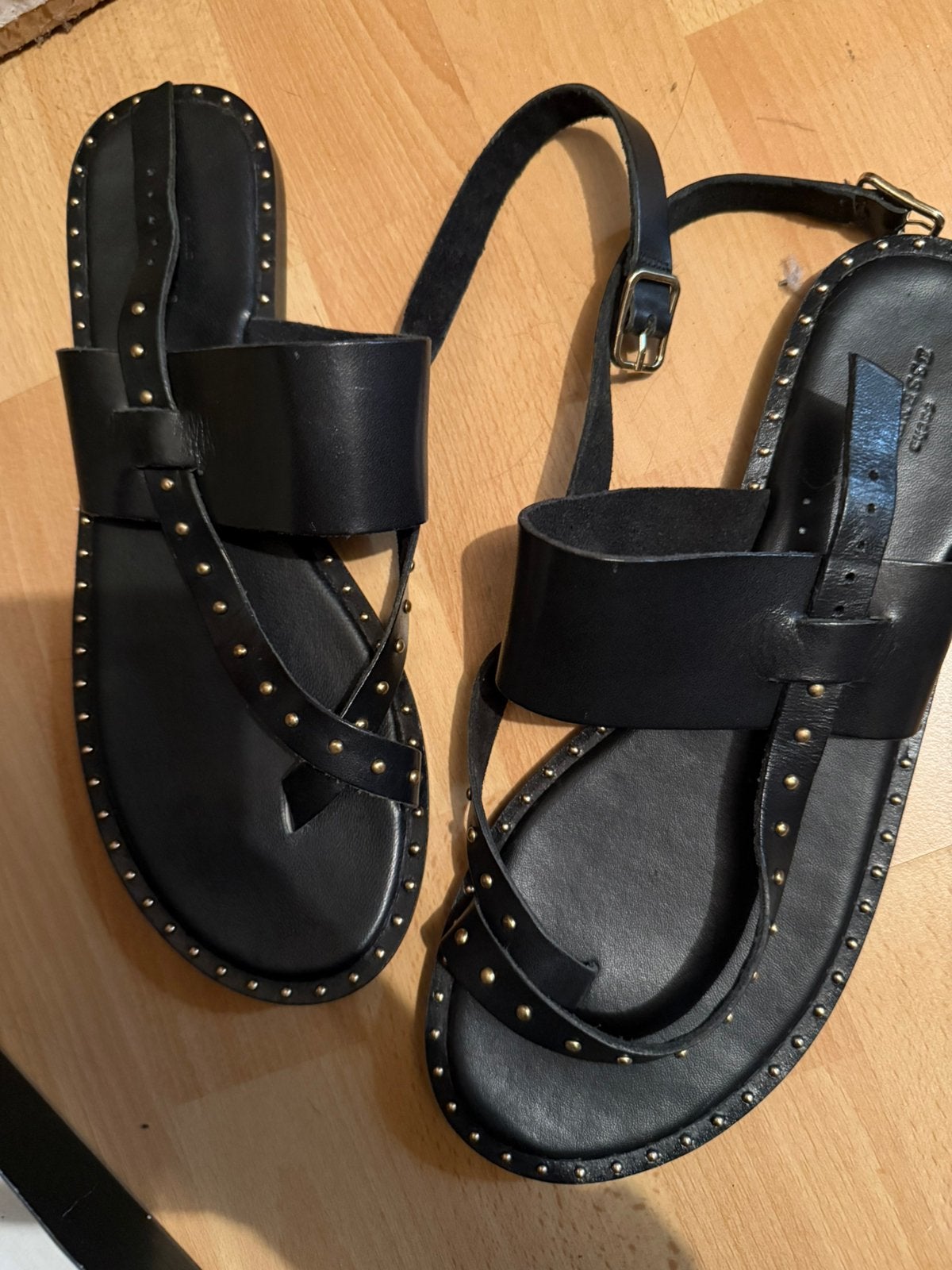 Nieuwe zwarte sandalen leer sacha maat 41, Ophalen of Verzenden, Nieuw, Zwart, Instappers