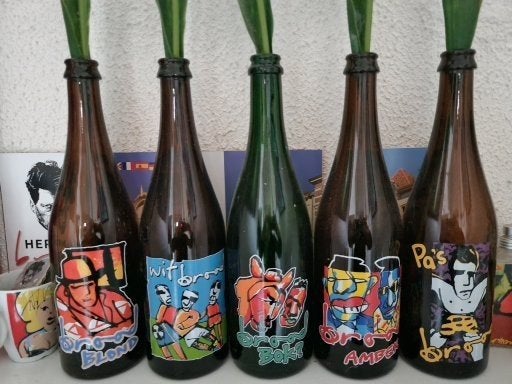 5 herman brood bierflessen, Ophalen of Verzenden, Zo goed als nieuw, Overige merken