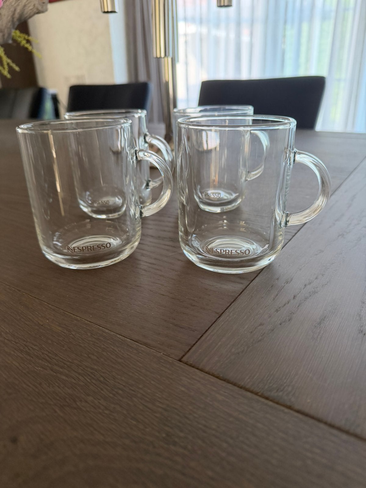 4 nieuwe glazen Nespresso mokken, Overige merken, Nieuw, Glas, Overige stijlen