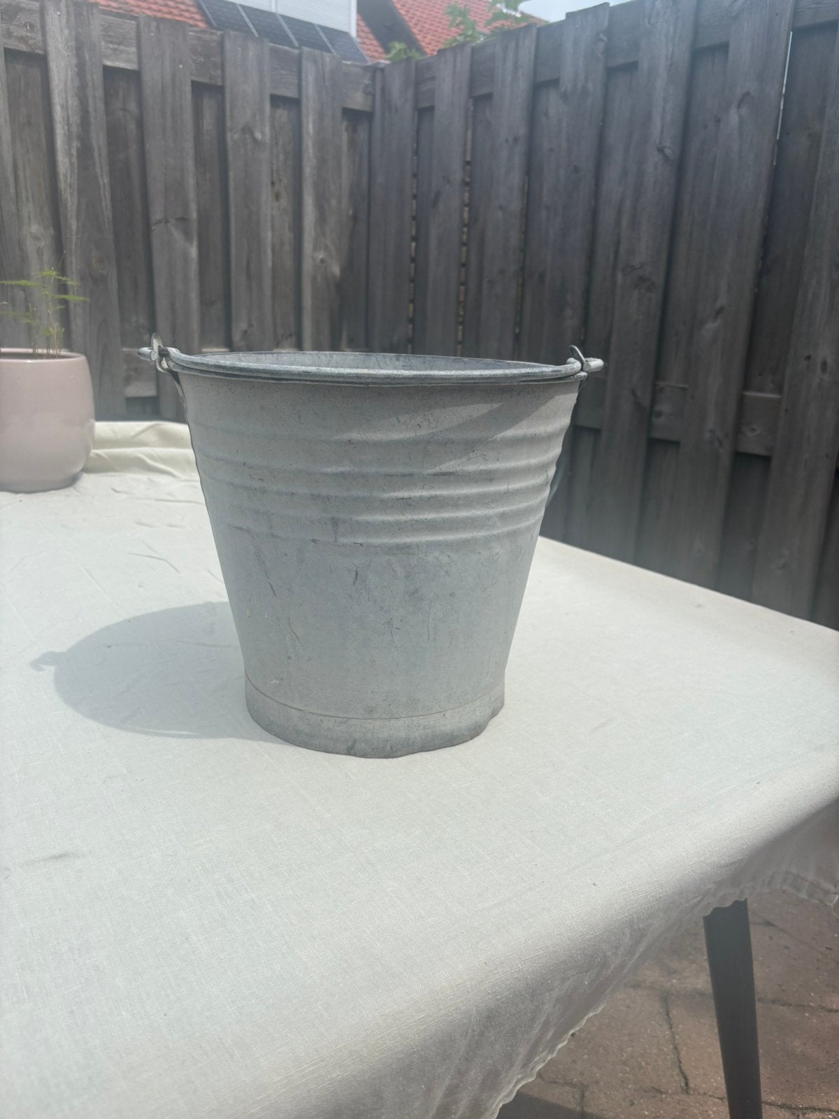 Zinken emmer, Tuin en Terras, Bloembakken en Plantenbakken, Ophalen, Minder dan 30 cm, Rond, Zo goed als nieuw