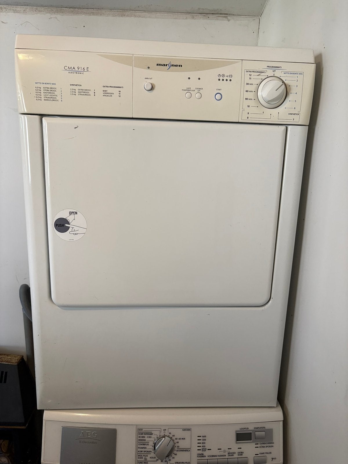 CMA916E wasdroger, Ophalen, 6 tot 8 kg, Zo goed als nieuw, Voorlader