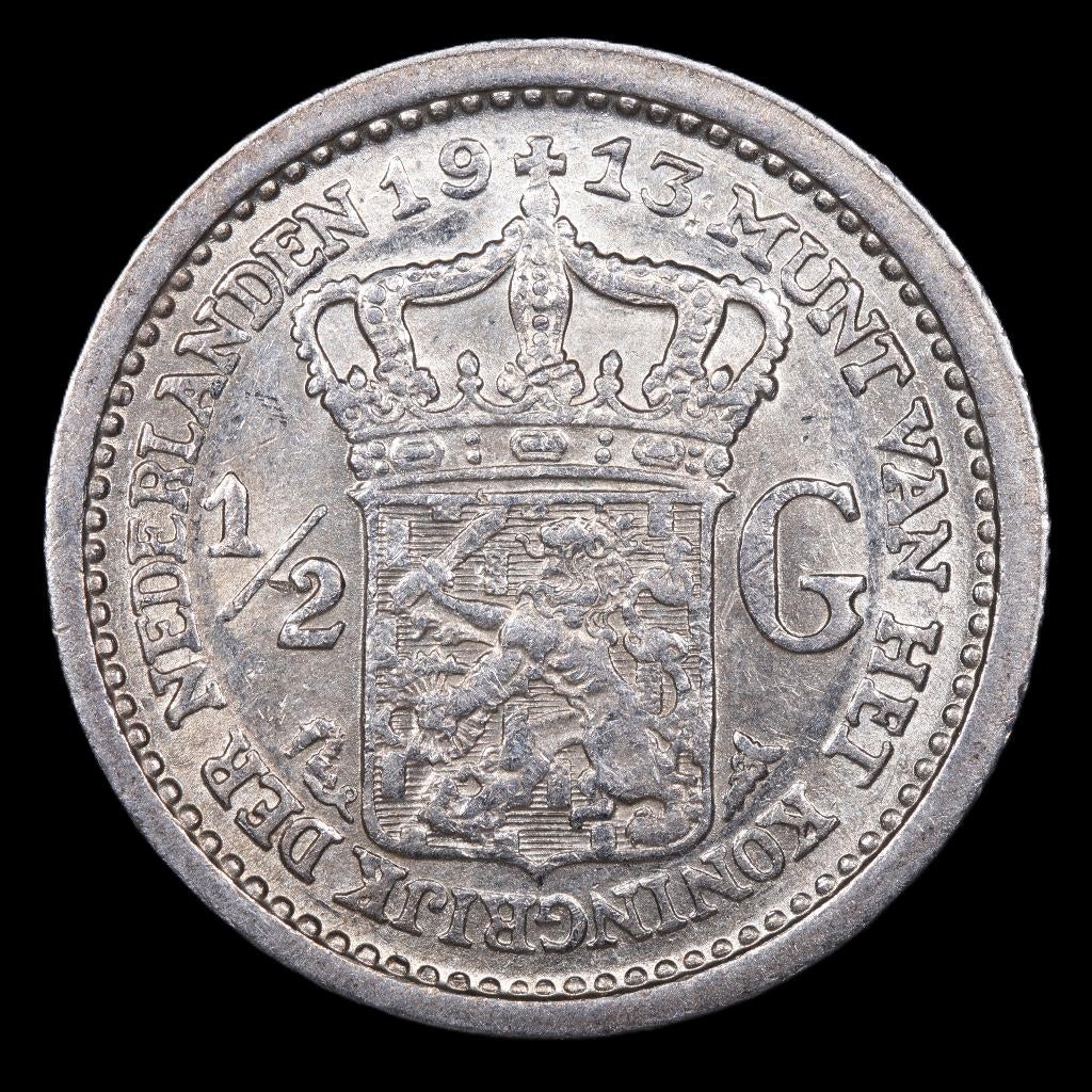 Halve gulden 1913. Zfr., ½ gulden, Zilver, Ophalen of Verzenden, Koningin Wilhelmina