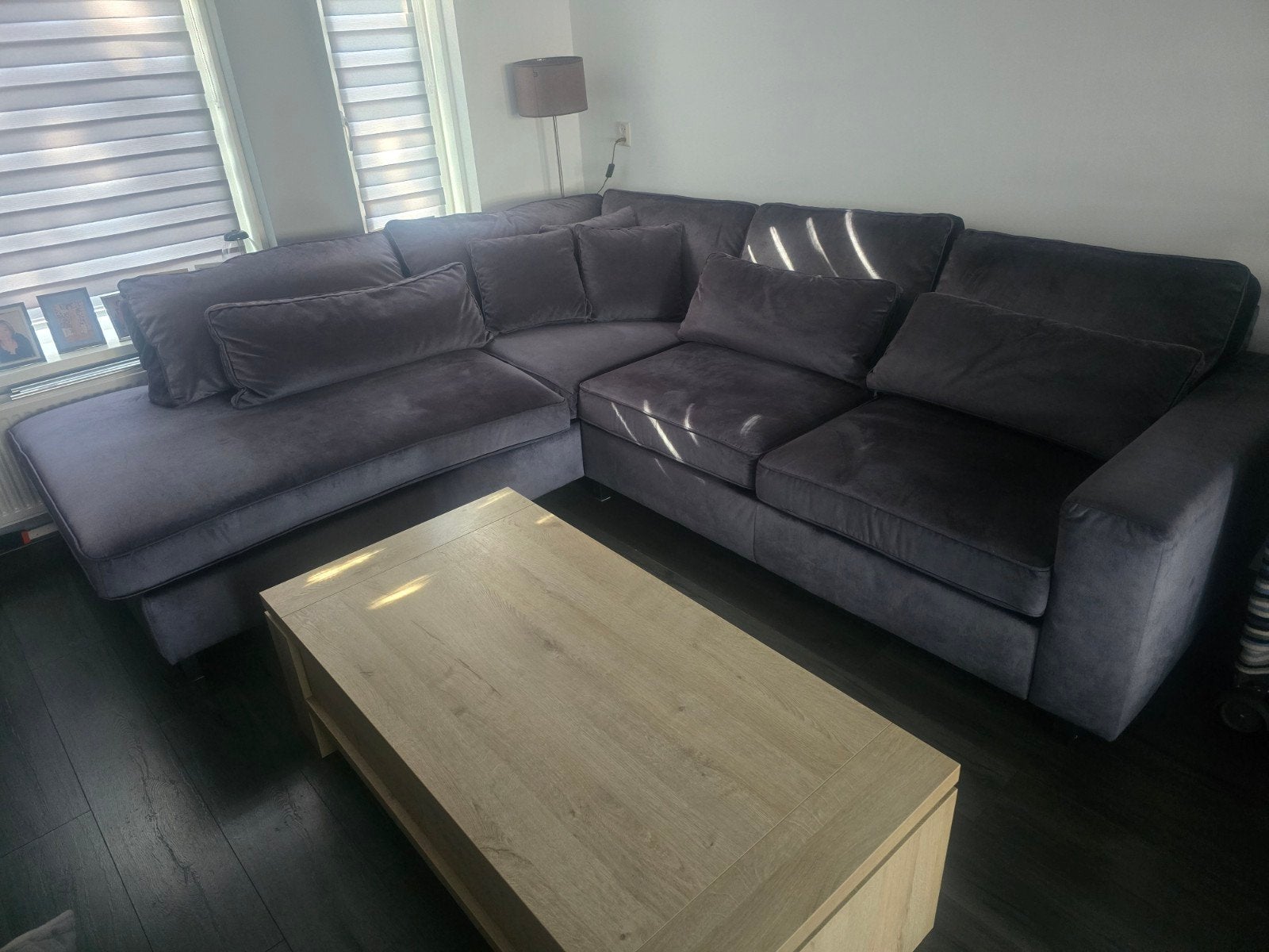 Hoekbank California Silk Gray Velvet, Ophalen, Hoekbank, Zo goed als nieuw, Stof