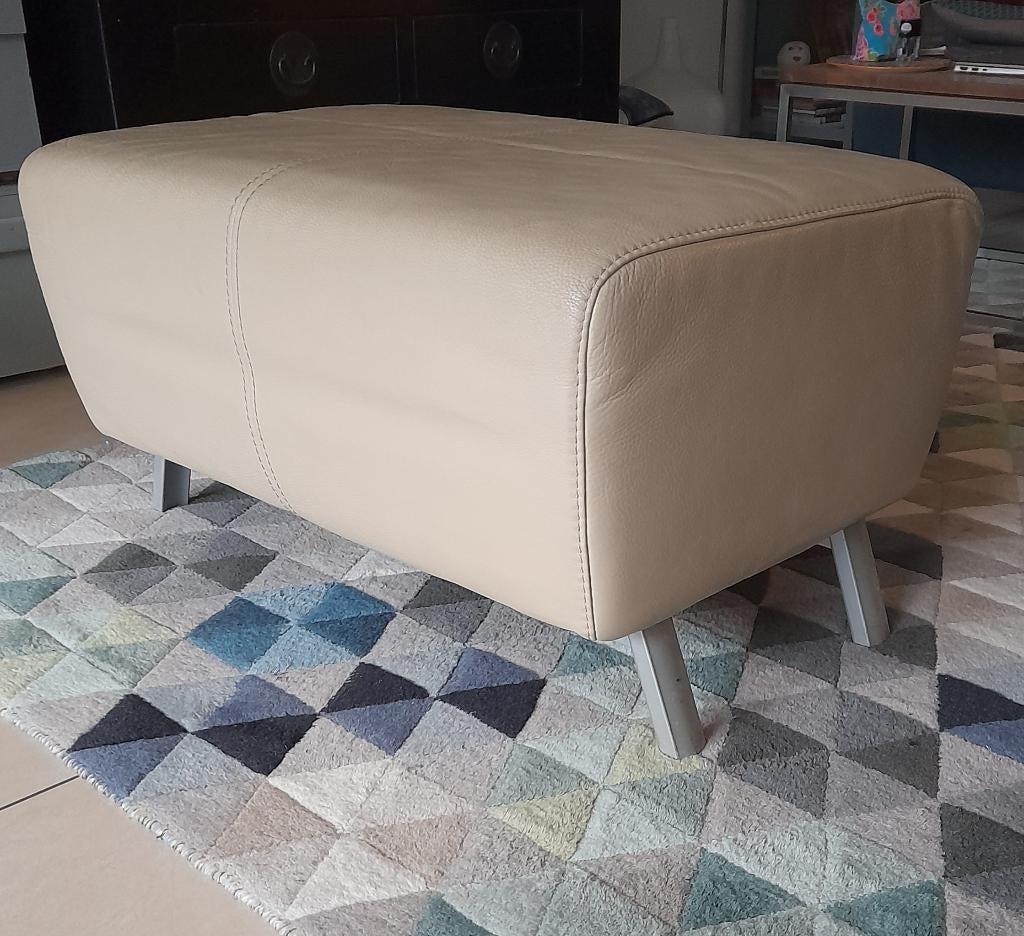 POEF/hocker in het leer van het Duitse merk W. Schillig., Ophalen, Gebruikt, 75 tot 100 cm, Leer