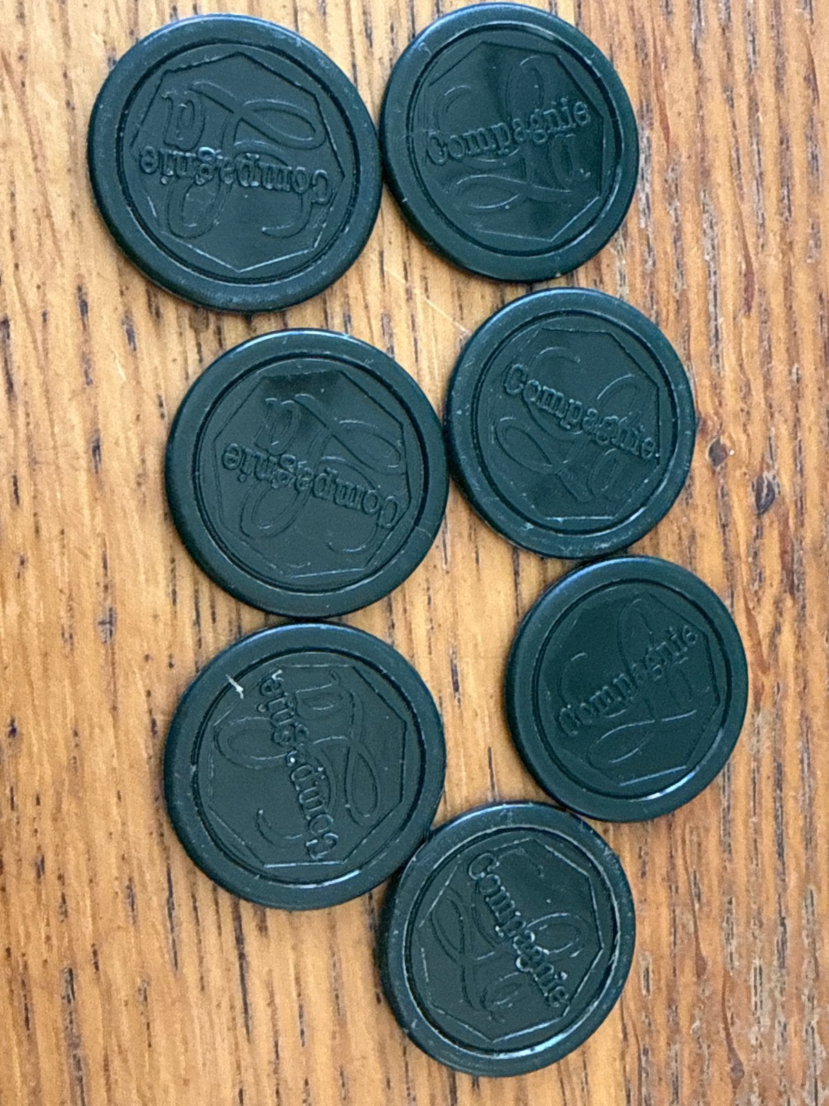 7x Vintage "Compagnie"  Fiches/Tokens, Ophalen of Verzenden, Gebruikt