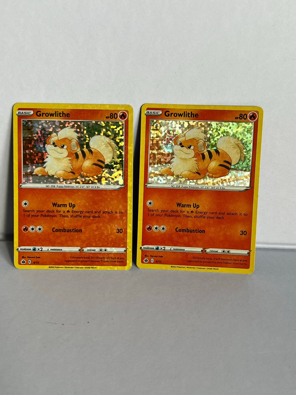 2x Growlithe Pokémon Kaart (Foil) - Zo goed als nieuw, Ophalen of Verzenden, Zo goed als nieuw, Losse kaart, Foil